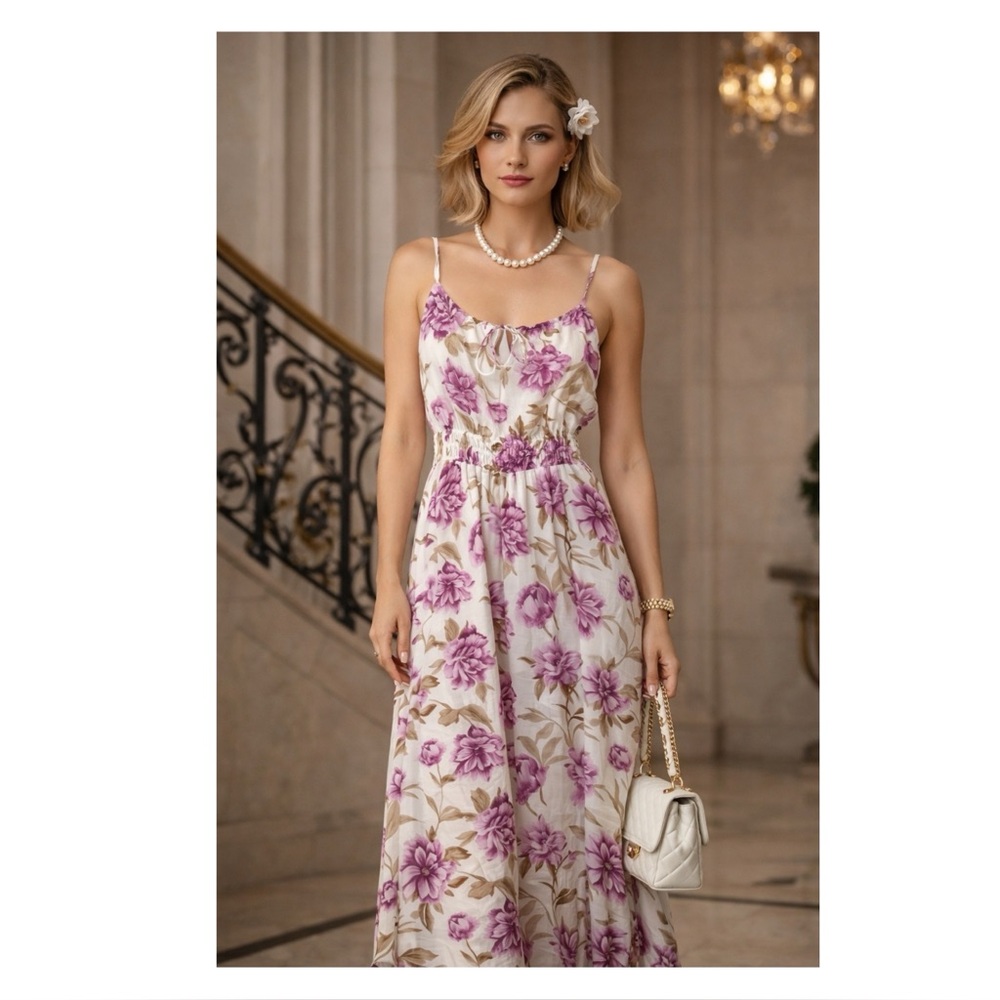 Abercrombie & Fitch floral strappy midi dress Size S prairie romantic